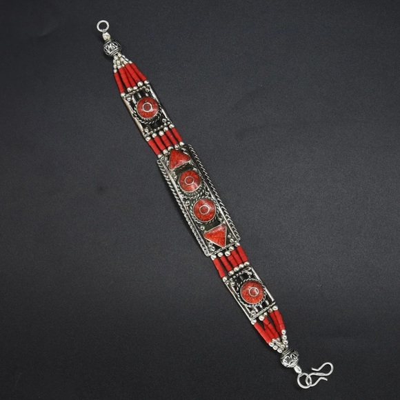 Tibetan silver gemstone ethnic bracelets - Picture 11 of 14